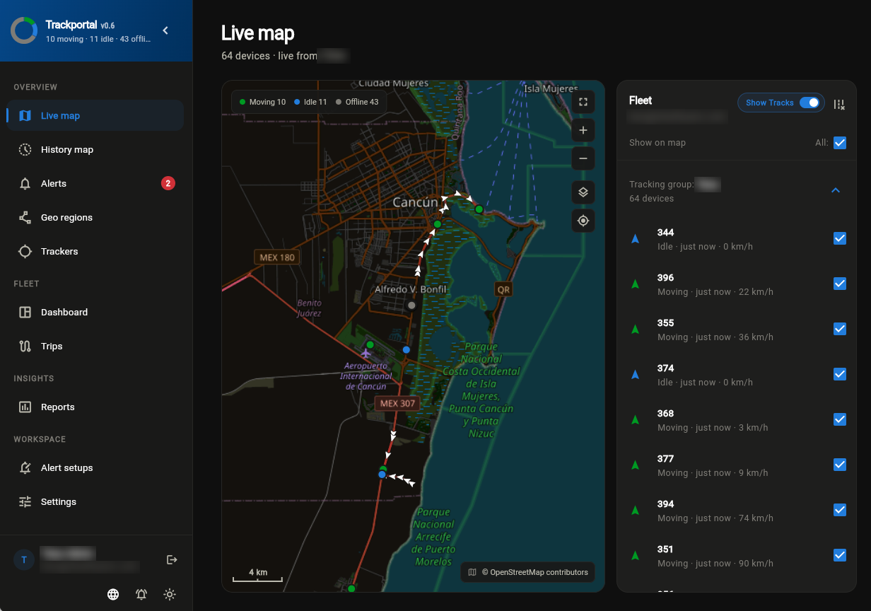 TrackPortal live map